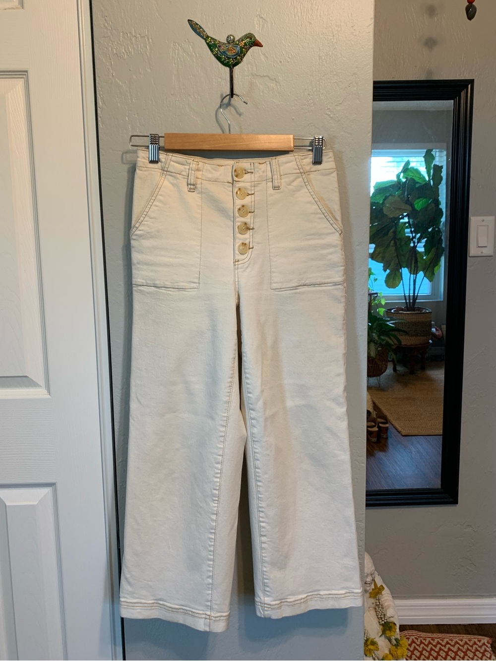 Tribal High-Rise Cropped Wide Leg Women’s Jeans in Cream